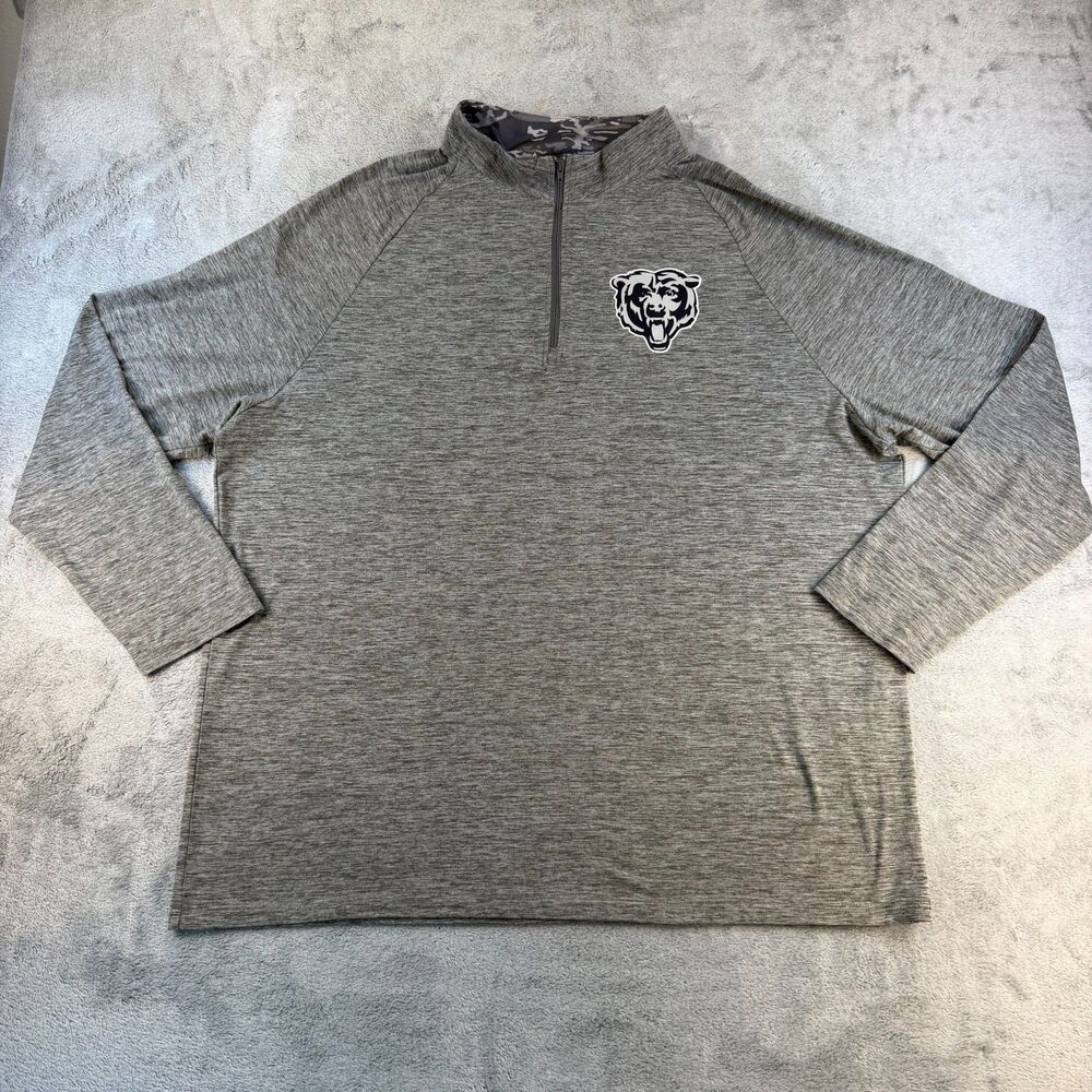 Chicago Bears NFL Team Apparel Mens XXXL 3XL Quarter Zip Pullover Gray